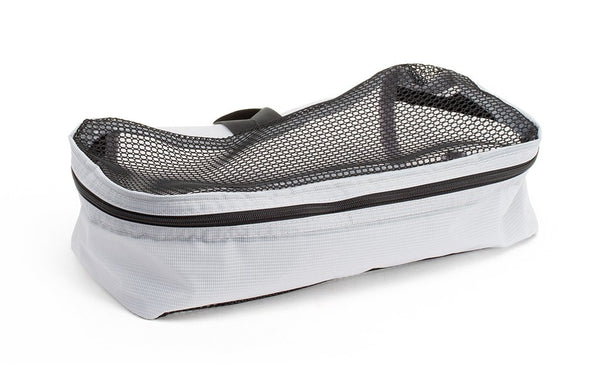 An empty and zipped closed Northwest Sky (light grey) Aether Small Aeronaut 30 Packing Cube.